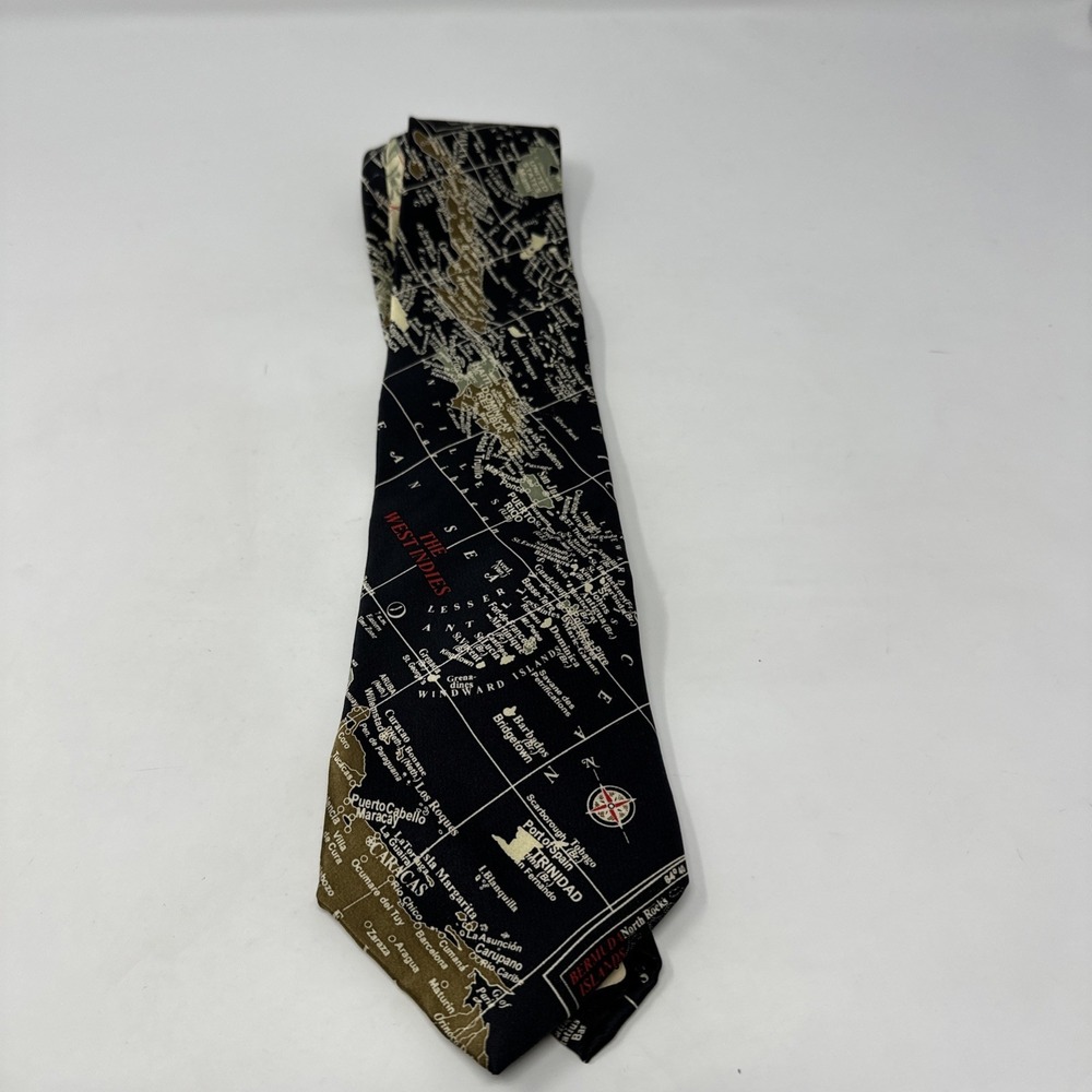 Museum Artifacts Tie‎ 100% Silk West Indies History Necktie Handmade 58"x4" NWT